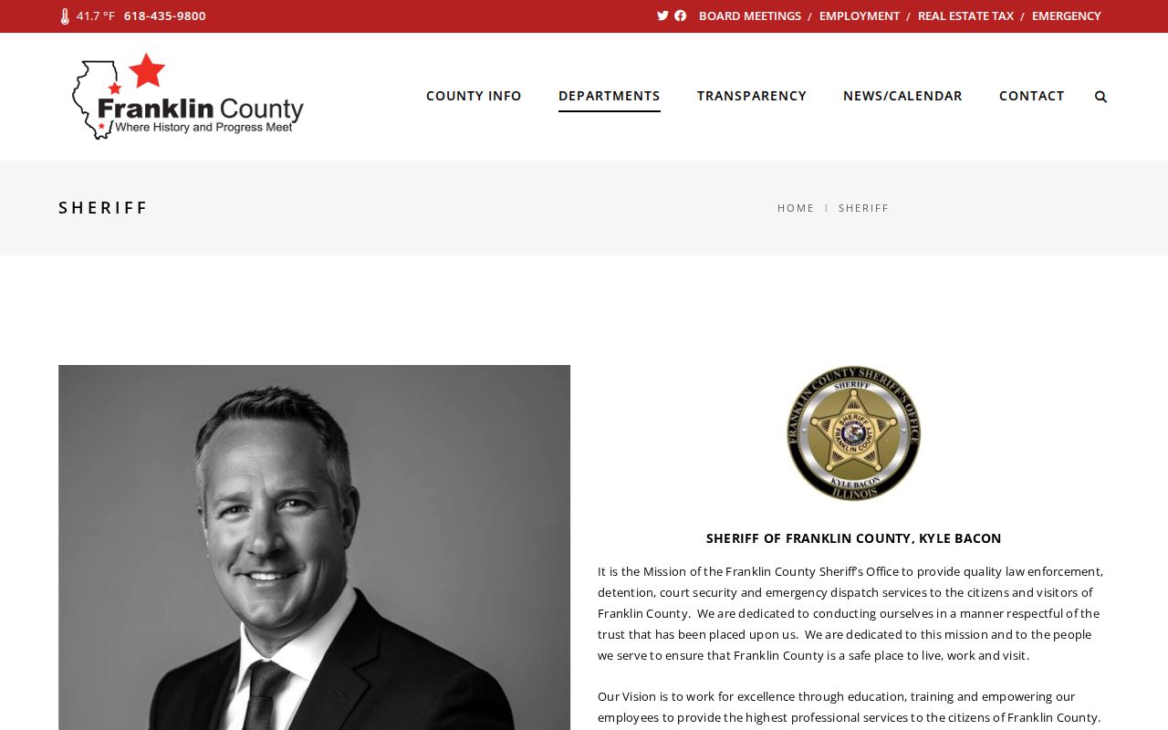 Franklin County Illinois Sheriff official webpage used to begin an arrest-record search